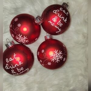 4 Red & White Christmas Ornaments